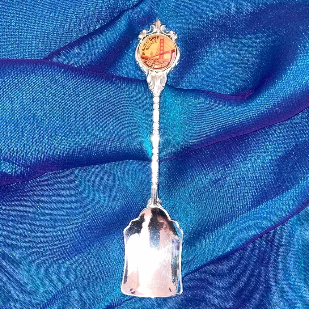 Vtg Stuart Golden Gate Bridge Silverplated Shovel Spoon, 4.5 in. Long